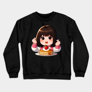 Little Girl Strawberry Pancakes Korean Finger Hearts Kpop Crewneck Sweatshirt